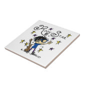 Schwarzes Haar-Jungen-Rockstar Fliese (Seite)