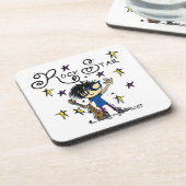 Schwarzes Haar-Jungen-Rockstar Getränkeuntersetzer (Linke Seite)