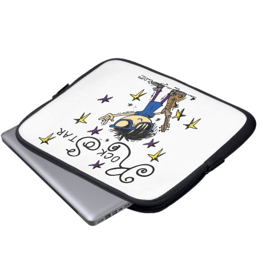 Schwarzes Haar-Jungen-Rockstar Laptopschutzhülle (Vorne Knopf)