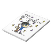 Schwarzes Haar-Jungen-Rockstar Notizblock (Rotiert)