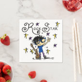 Schwarzes Haar-Jungen-Rockstar Serviette (Beispiel)