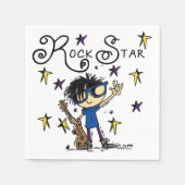 Schwarzes Haar-Jungen-Rockstar Serviette (Vorderseite)