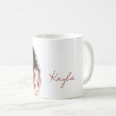 Schwarzes Haar Mädchen Rote Herzen Bluse Kaffeetasse (VorderseiteRechts)
