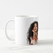 Schwarzes Haar Mädchen Rote Herzen Bluse Kaffeetasse (Links)