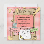 Schwarzes Haar Mädchen Sommerlemonade Geburtstag E Einladung (Rückseite)