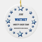 Schwarzes Haar-Pferdeschwanz Pom Poms im Blau u. Keramikornament (Hinten)