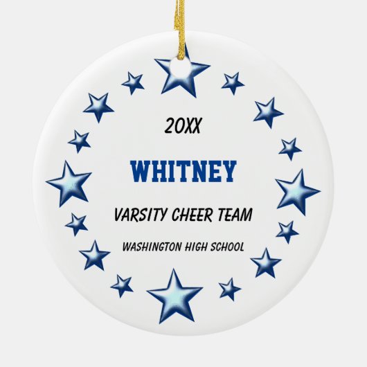 Schwarzes Haar-Pferdeschwanz Pom Poms im Blau u. Keramikornament (Hinten)