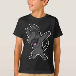 Schwarzes Haar-Schäferhund-betupfender Hundetanz T-Shirt