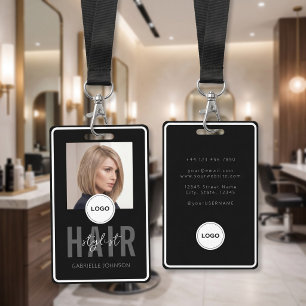 Schwarzes Haar-Stylist-Foto-ID-Abzeichen mit Schla Ausweis