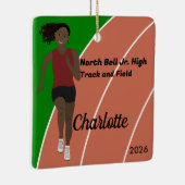 Schwarzes Haar Track and Field Girl in Maroon Blac Keramikornament (Rechts)