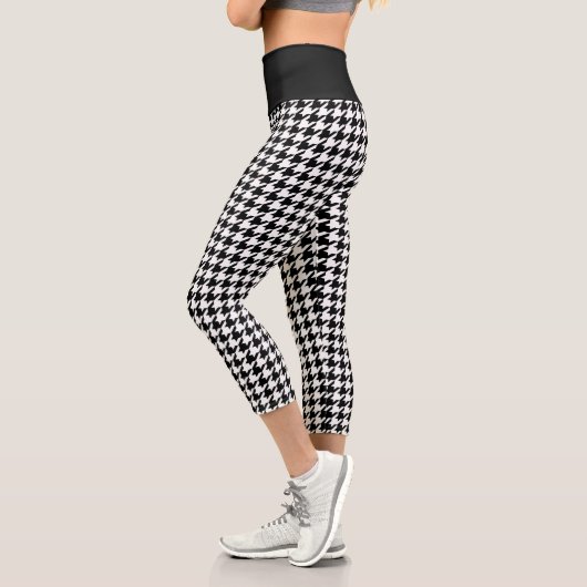 Schwarzes Hahnentrittmuster Capri Yoga Leggings (Links)