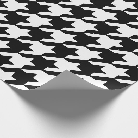 Schwarzes Hahnentrittmuster Geschenkpapier (Ecke)