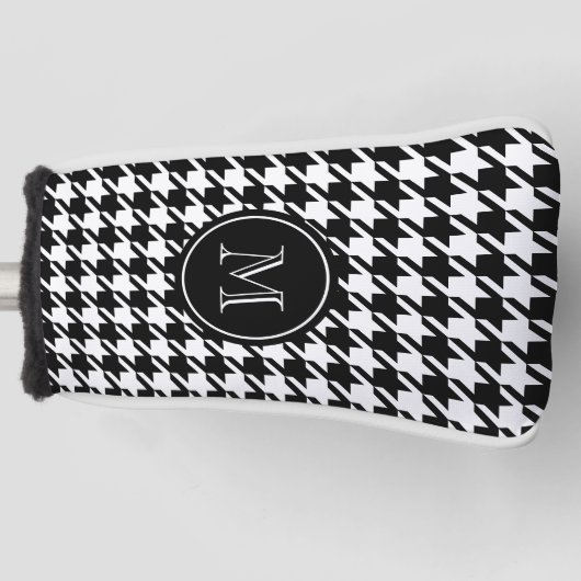 Schwarzes Hahnentrittmuster-mit Monogramm Initiale Golf Headcover (Vorderseite)