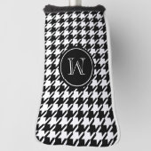 Schwarzes Hahnentrittmuster-mit Monogramm Initiale Golf Headcover (Rotieren 90)