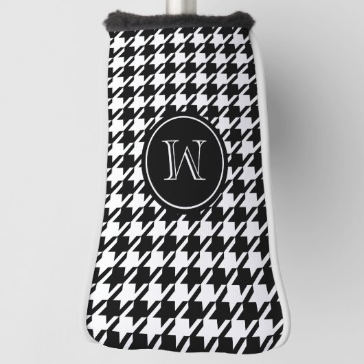Schwarzes Hahnentrittmuster-mit Monogramm Initiale Golf Headcover (Rotieren 90)