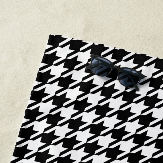 Schwarzes Hahnentrittmuster-Monogramm Strandtuch (Beispiel)