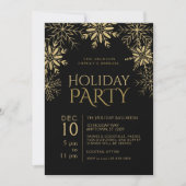 Schwarzes Hahnentrittmuster Snowflakes Holiday Gla Einladung (Vorderseite)