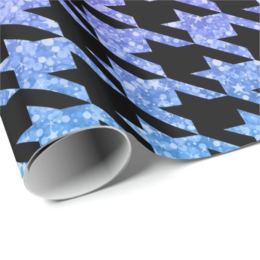 Schwarzes Hahnentrittmuster und farbenfroher Glitz Geschenkpapier (Rolleneckpunkt)