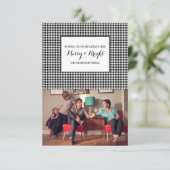 Schwarzes Hahnentrittmuster Urlaubskarte Einladung (Stehend Vorderseite)