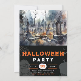 Schwarzes Halloween, Beängstigender Friedhof Einladung