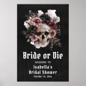 Schwarzes Halloween-Brautparty Begrüßung Poster (Vorne)