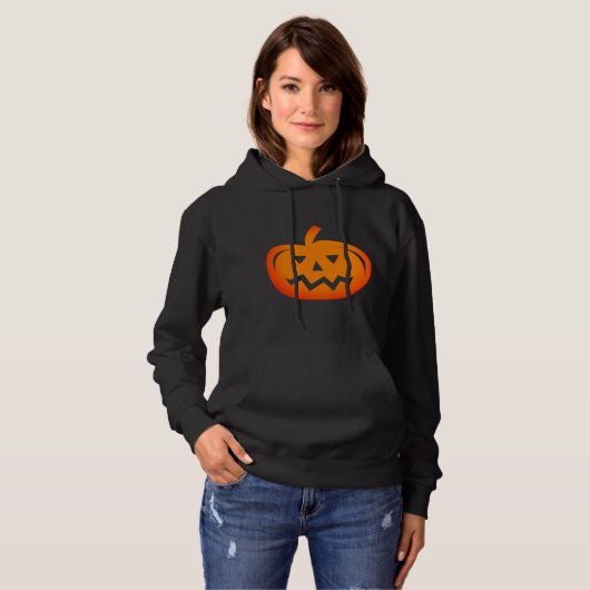 Schwarzes Halloween-Gehäuse mit Kürbislaterne-Desi Hoodie (Vorne ganz)