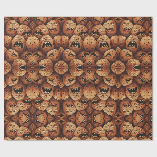 Schwarzes Halloween Geschenkpapier (Flach)