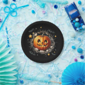 Schwarzes Halloween Hintergrund mit Orange Pumpkin Pappteller (Party)