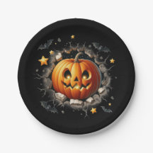 Schwarzes Halloween Hintergrund mit Orange Pumpkin
