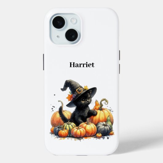 Schwarzes Halloween Kätzchen mit Kürbiskuits & Hex Case-Mate iPhone Hülle (Rückseite)