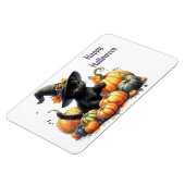 Schwarzes Halloween Kätzchen mit Kürbiskuits & Hex Magnet (Linke Seite)