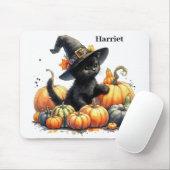 Schwarzes Halloween Kätzchen mit Kürbiskuits & Hex Mousepad (Mit Mouse)