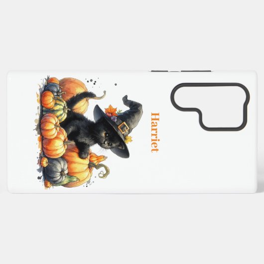Schwarzes Halloween Kätzchen mit Kürbiskuits & Hex Samsung Galaxy Hülle (Rückseite (Horizontal))