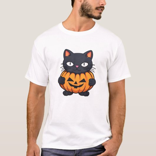 Schwarzes Halloween-Katze Classic T-Shirt (Vorderseite)