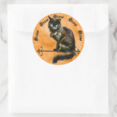 Schwarzes Halloween-Katzen Fotografie Orange Grung Runder Aufkleber (Tasche)