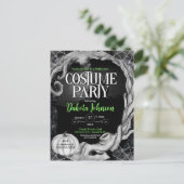 Schwarzes Halloween Kostüm Party Einladung w/UAWG (Stehend Vorderseite)