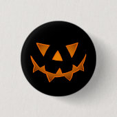 Schwarzes Halloween-Kürbisgesicht mit leuchtenden Button (Vorderseite)