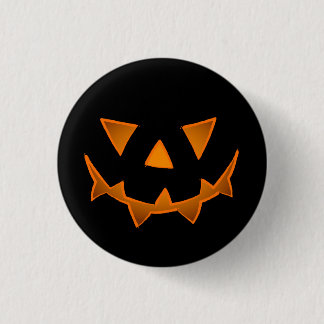 Schwarzes Halloween-Kürbisgesicht mit leuchtenden  Button