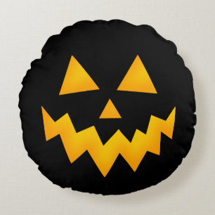 Schwarzes Halloween Kürbislaterne Glows Pumpkin Rundes Kissen