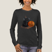 Schwarzes Halloween-Langarm-T-Shirt für Frauen mit Tri-Blend Shirt (Vorderseite)