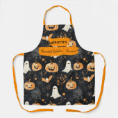 Schwarzes Halloween mit Gespenstern, Pumpkins und Schürze (Vorderseite)