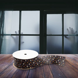 Schwarzes Halloween-Skull-Bone-Coffetmuster Ripsband