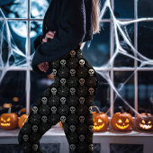 Schwarzes Halloween Skull und Spiderweb Muster Leggings