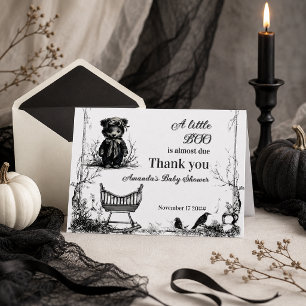 Schwarzes Halloween-Thema Bär Kleine Boo Baby-Part Dankeskarte