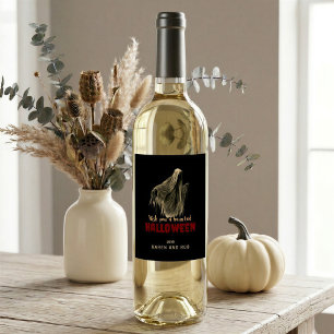 Schwarzes Halloween-Weinetikett mit personalisiert Weinetikett