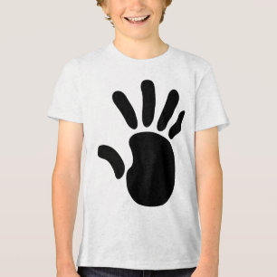 Schwarzes Handabdruck-Grafik-T-Shirt für Kinder Mi Tri-Blend Shirt