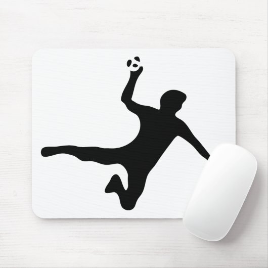schwarzes Handballspielerlogo Mousepad (Mit Mouse)