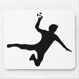 schwarzes Handballspielerlogo Mousepad