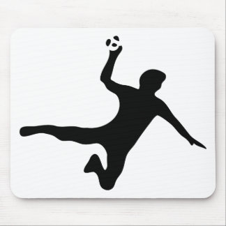 schwarzes Handballspielerlogo Mousepad