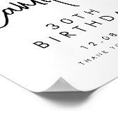 Schwarzes handgeschriebenes Skript 30. Geburtstag  Poster (Ecke)